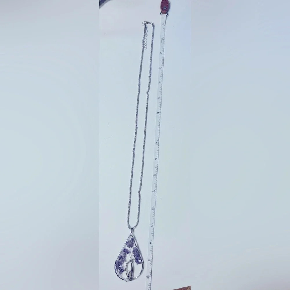 Wire Wrapped Amethyst Tree Of  Life w/Giraffe Pendant🦒📿🟣 - Picture 7 of 9